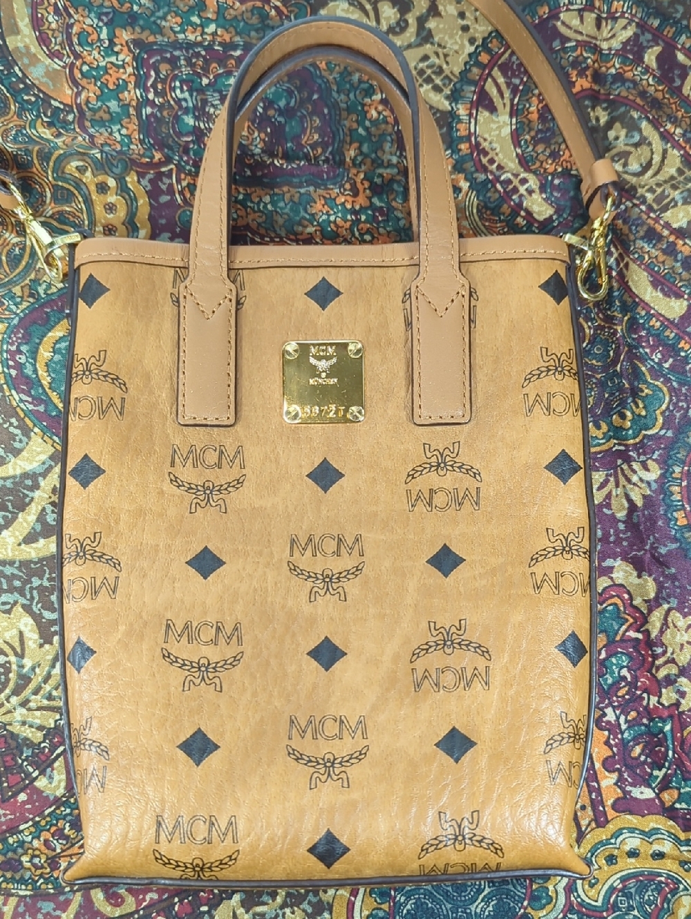 MCM Mini Aren Congac Crossbody Bag